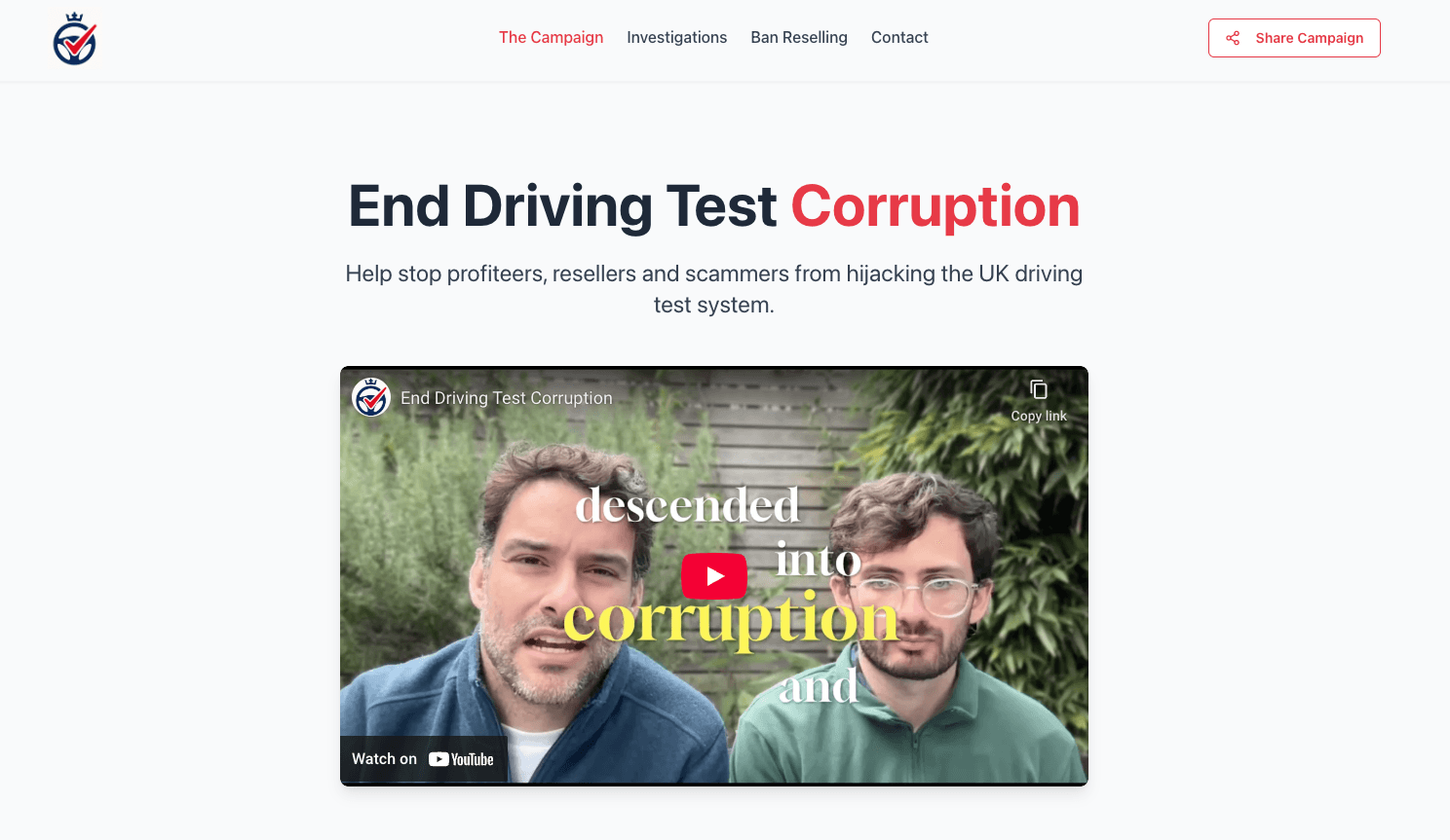 End Driving Test Corruption in the UK