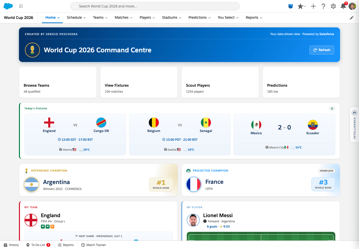 Football World Cup 2026 live command centre
